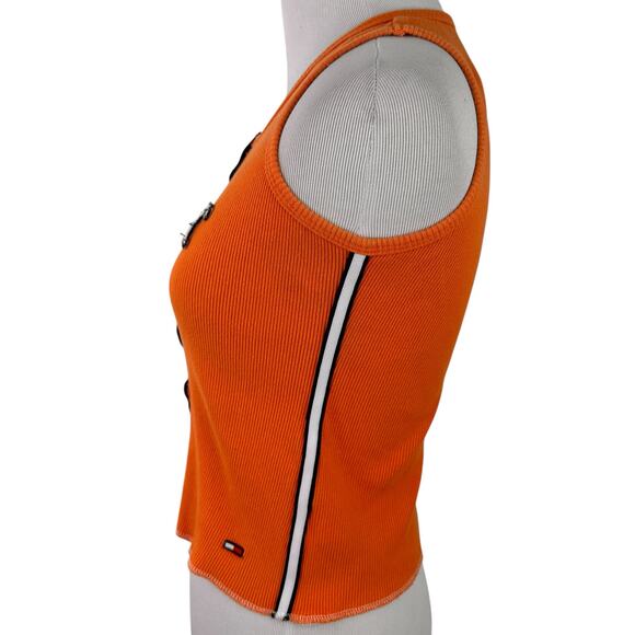 Tommy Hilfiger Vintage Orange T Logo YTK Halter Tank Top Muscle Tee - Picture 3 of 7
